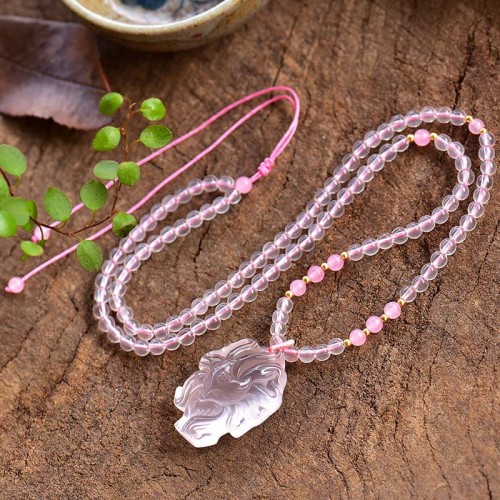 Pink Crystal Nine Tailed Fox Necklace