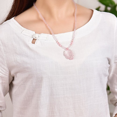 Pink Crystal Nine Tailed Fox Necklace