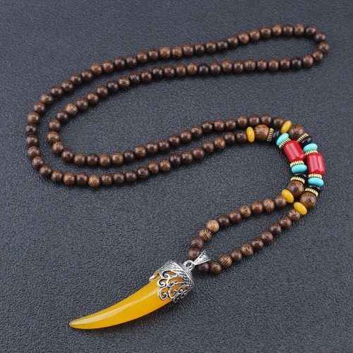 Wenge Wood Turquoise Horn Protection Necklace Wenge Wood Turquoise Horn Protection Necklace