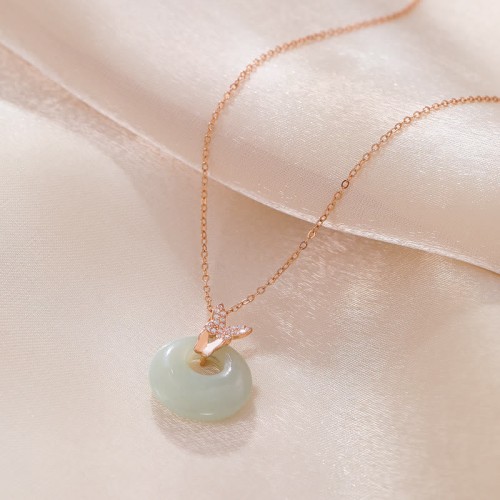 925 Sterling Silver Jade Zircon Butterfly Luck Necklace 925 Sterling Silver Jade Zircon Butterfly Luck Necklace