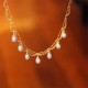 Vintage 14K Gold Plated Pearl Healing Multilayer Necklace