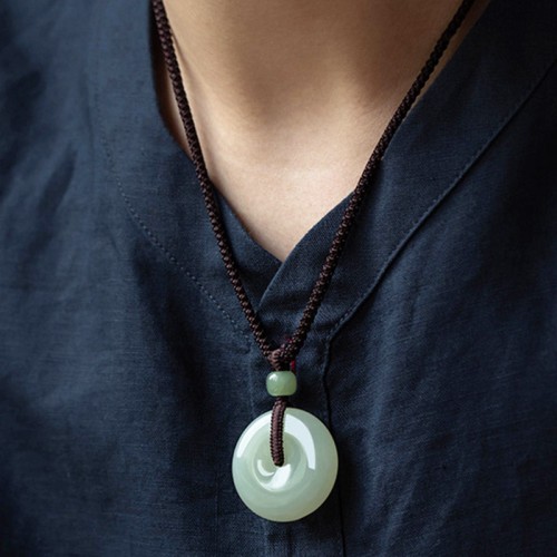 Round Jade Peace Buckle Luck Necklace Round Jade Peace Buckle Luck Necklace