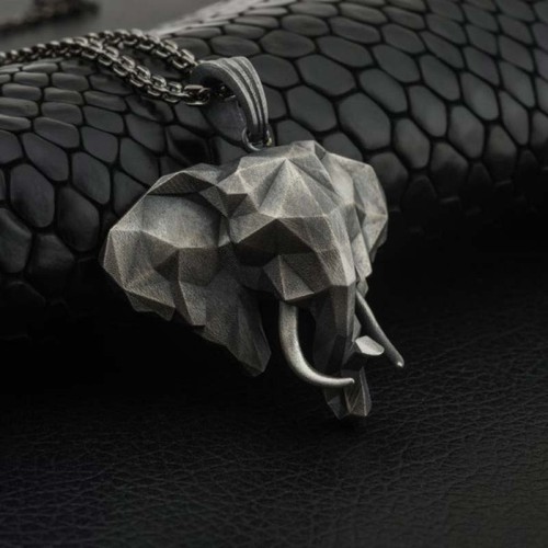 Elephant Pewter Titanium Strength Necklace Pendant