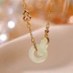 Sterling Silver Round Jade Prosperity Necklace Pendant Sterling Silver Round Jade Prosperity Necklace Pendant