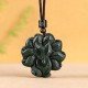 Hetian Cyan Jade Nine-Tailed Fox Luck Necklace