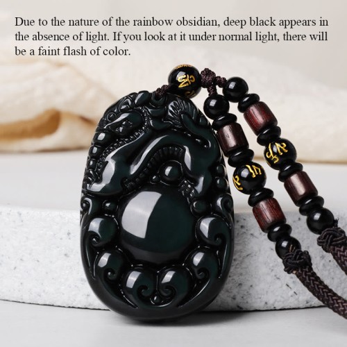 Tibetan Positive Rainbow Obsidian PiXiu Necklace Pendant Tibetan Positive Rainbow Obsidian PiXiu Necklace Pendant