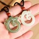 White Jade Cyan Jade Dragon Protection Necklace