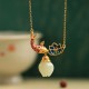 925 Sterling Silver White Jade Koi Fish Lotus Necklace 925 Sterling Silver White Jade Koi Fish Lotus Necklace