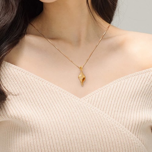 Sterling Silver Shankha Conch Shell Lucky Necklace Pendant Sterling Silver Shankha Conch Shell Lucky Necklace Pendant