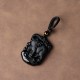 Black Obsidian Elephant Protection Key Chain Necklace Pendant