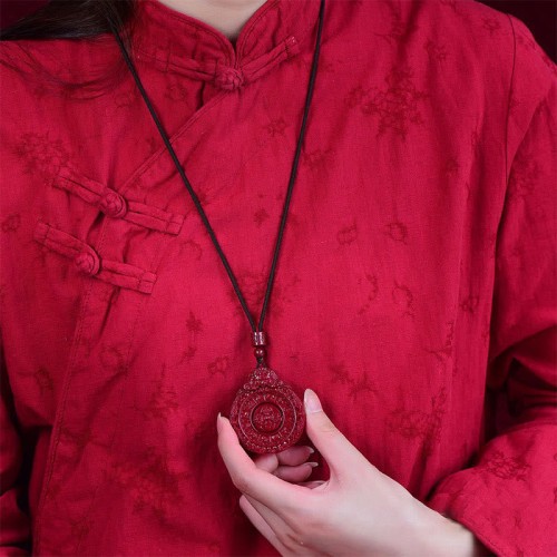 Cinnabar Bagua Amulet Evil Spirits Protection Necklace Cinnabar Bagua Amulet Evil Spirits Protection Necklace