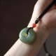 Round Jade Peace Lotus Abundance Necklace Pendant