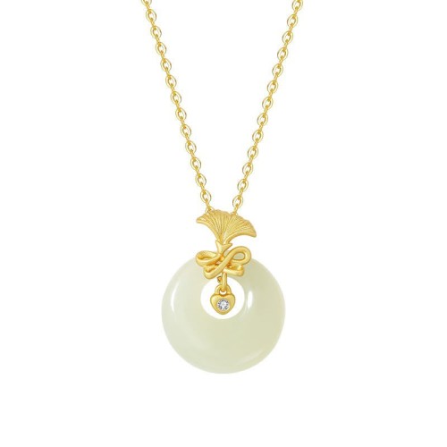 Sterling Silver Hetian Jade Carnation Flower Prosperity Necklace Sterling Silver Hetian Jade Carnation Flower Prosperity Necklace