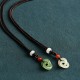 Natural Hetian Cyan Jade White Jade Double Peace Necklace