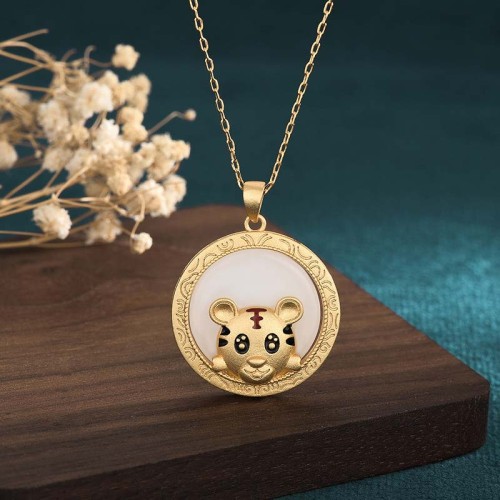 White Jade Year of the Tiger Blessing Necklace White Jade Year of the Tiger Blessing Necklace