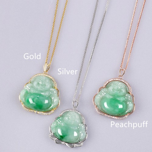 Laughing Buddha Natural Jade Prosperity Necklace Pendant Laughing Buddha Natural Jade Prosperity Necklace Pendant
