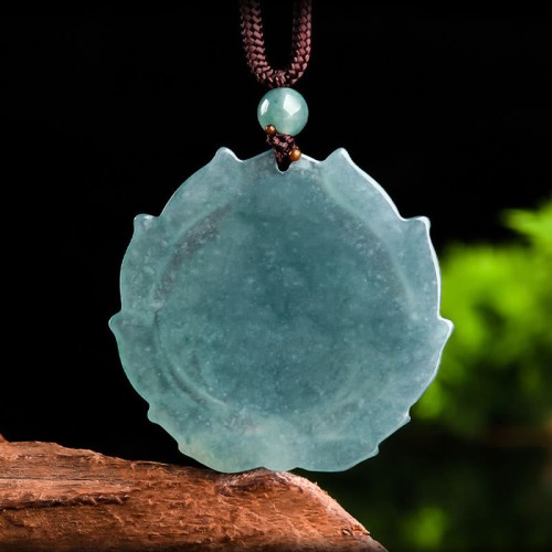 Natural Jade Laughing Buddha Lotus Pattern Necklace