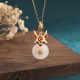 White Jade Fox Copper Coin Luck Necklace White Jade Fox Copper Coin Luck Necklace