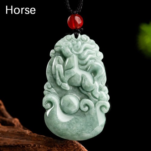 Natural Green Jade Chinese Zodiac Luck Necklace Natural Green Jade Chinese Zodiac Luck Necklace