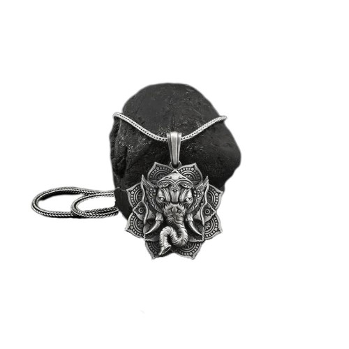 Pure Tin Ganesh Elephant Protection Amulet Necklace Pure Tin Ganesh Elephant Protection Amulet Necklace