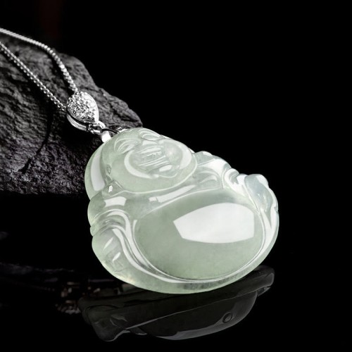 925 Sterling Silver Jade Laughing Buddha Necklace 925 Sterling Silver Jade Laughing Buddha Necklace