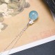 Aquamarine Leaf Flower Peace Necklace Pendant
