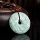 Round Jade Peace Buckle Peony Flower Pendant Necklace