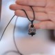 Silver Sheen Obsidian Dancing Lion Necklace