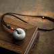 Round Jade Gray Jade Peace Luck Necklace Pendant