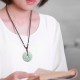 Round Jade Peace Buckle Peony Flower Pendant Necklace