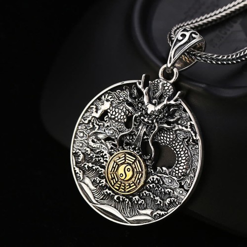 Dragon Waves Yin Yang Bagua Strength Necklace