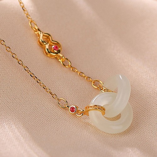 Sterling Silver Round Jade Prosperity Necklace Pendant Sterling Silver Round Jade Prosperity Necklace Pendant