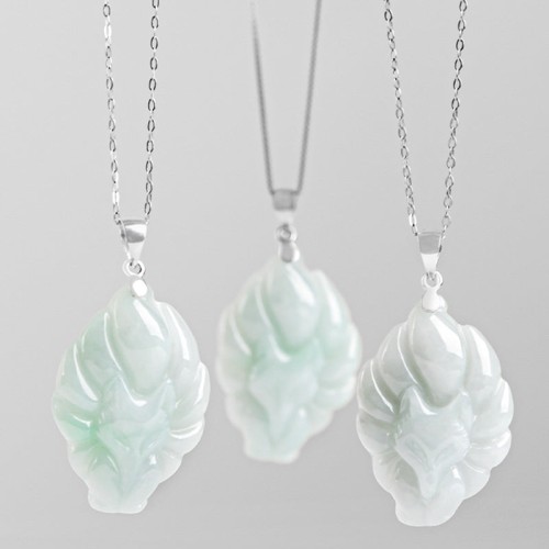 Nine Tailed Fox Jade Prosperity Necklace Pendant