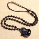 Natural Black Obsidian Tiger Eye Ice Fox Pendant Necklace Natural Black Obsidian Tiger Eye Ice Fox Pendant Necklace
