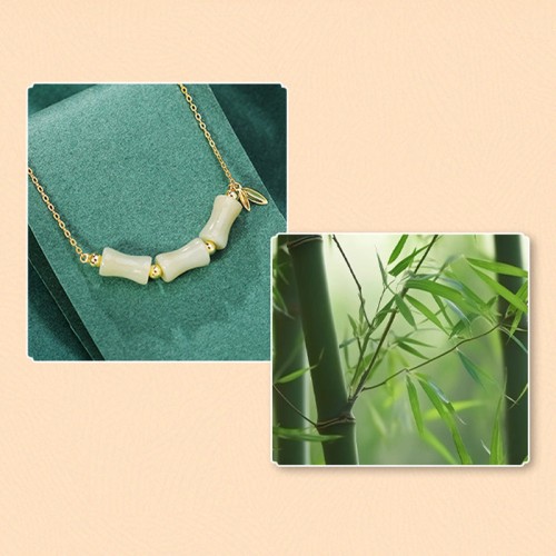 Hetian Jade Bamboo Fu Character Necklace Set Hetian Jade Bamboo Fu Character Necklace Set