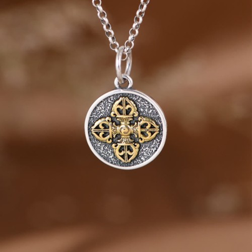 925 Sterling Silver Double Dorje Vajra Necklace 925 Sterling Silver Double Dorje Vajra Necklace