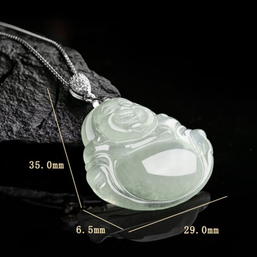 925 Sterling Silver Jade Laughing Buddha Necklace 925 Sterling Silver Jade Laughing Buddha Necklace