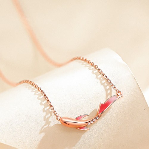 Sterling Silver Koi Fish Luck Zircon Prosperity Necklace Pendant Sterling Silver Koi Fish Luck Zircon Prosperity Necklace Pendant