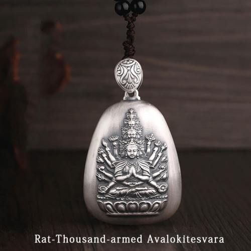 999 Silver Zodiac Natal Buddha Heart Sutra Necklace 999 Silver Zodiac Natal Buddha Heart Sutra Necklace