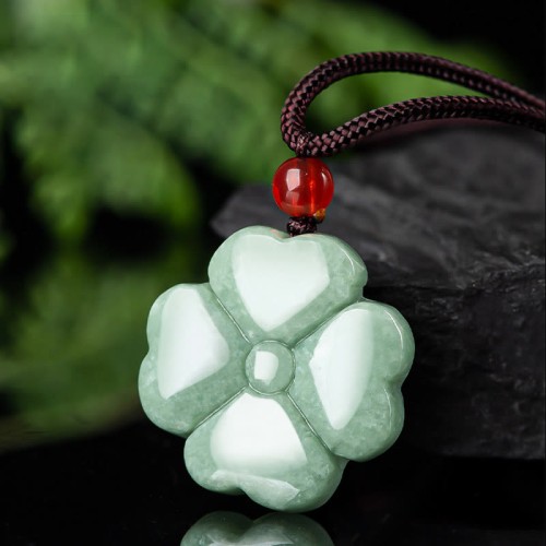Lucky Four Leaf Clover Jade Prosperity Necklace Lucky Four Leaf Clover Jade Prosperity Necklace