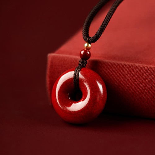 Cinnabar Peace Buckle Calm Blessing Necklace Cinnabar Peace Buckle Calm Blessing Necklace