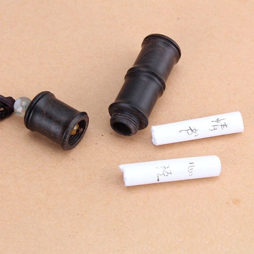 Ebony Bamboo Pattern Ghau Prayer Box Necklace Pendant Ebony Bamboo Pattern Ghau Prayer Box Necklace Pendant