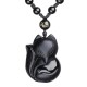 Natural Black Obsidian Tiger Eye Ice Fox Pendant Necklace Natural Black Obsidian Tiger Eye Ice Fox Pendant Necklace