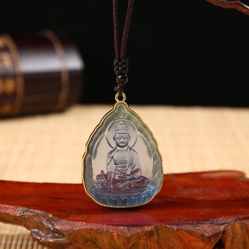 Tibetan Buddha Liuli Crystal Serenity Necklace Pendant Tibetan Buddha Liuli Crystal Serenity Necklace Pendant