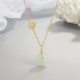 Jade Fu Character Copper Coin Peace Buckle Necklace