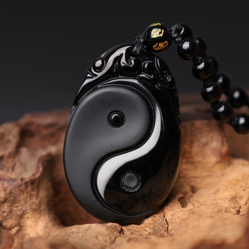 Black Obsidian Yin Yang Strength Necklace
