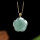 Gold Sterling Silver Natural Jade Rose Luck Necklace Gold Sterling Silver Natural Jade Rose Luck Necklace