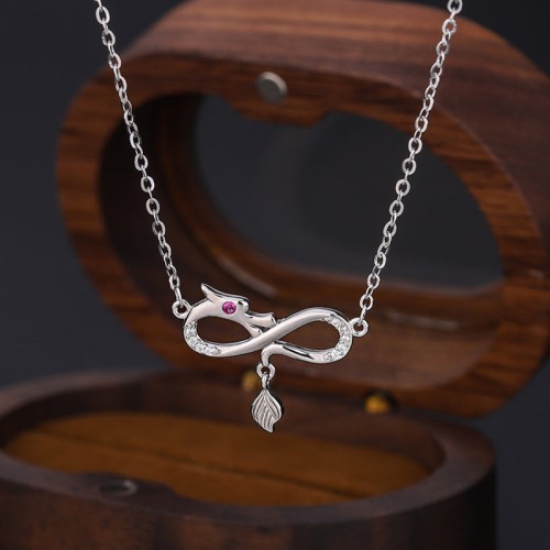 999 Silver Dragon Endless Knot Protection Pendant