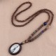 Wenge Wood Bodhi Seed Agate Elephant Protection Necklace Pendant