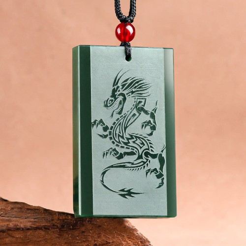 Hetian Cyan Jade Dragon Success Necklace Hetian Cyan Jade Dragon Success Necklace